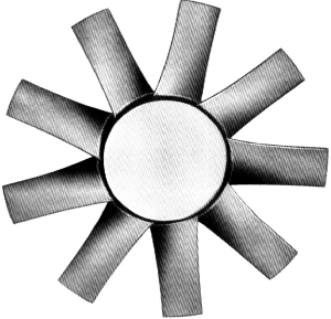 High temperature axial fan wheel blade